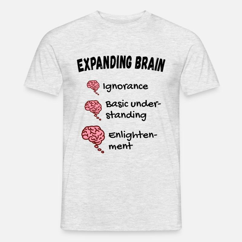 Gehirn erweitern - Expanding Brain Meme - Männer T-Shirt - Grau meliert