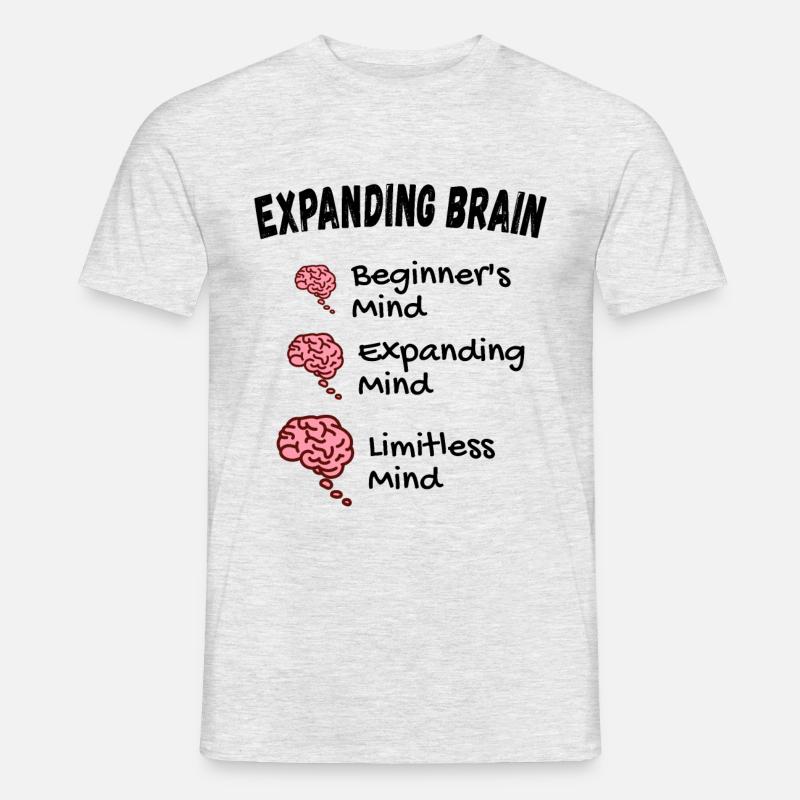 Gehirn erweitern - Expanding Brain Meme - Männer T-Shirt - Grau meliert