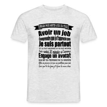 Sortir avec ma fille - T-shirt homme - gris chiné - Devant - AI Model Male 178 dark (178cm)