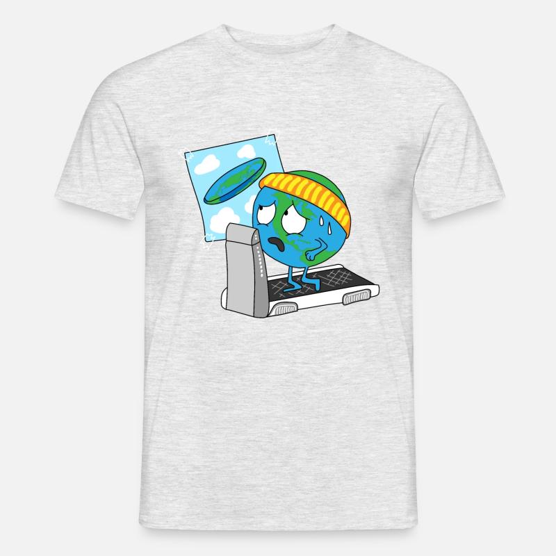 runde Erde Scheibe Erdscheibe Erdkugel Planet - Männer T-Shirt - Grau meliert