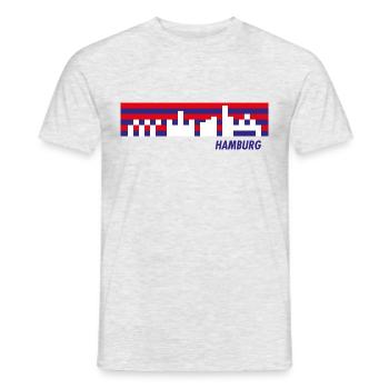 Hamburg Skyline in Pixel - Männer T-Shirt - Grau meliert - Vorne - AI Model Male 178 dark (178cm)