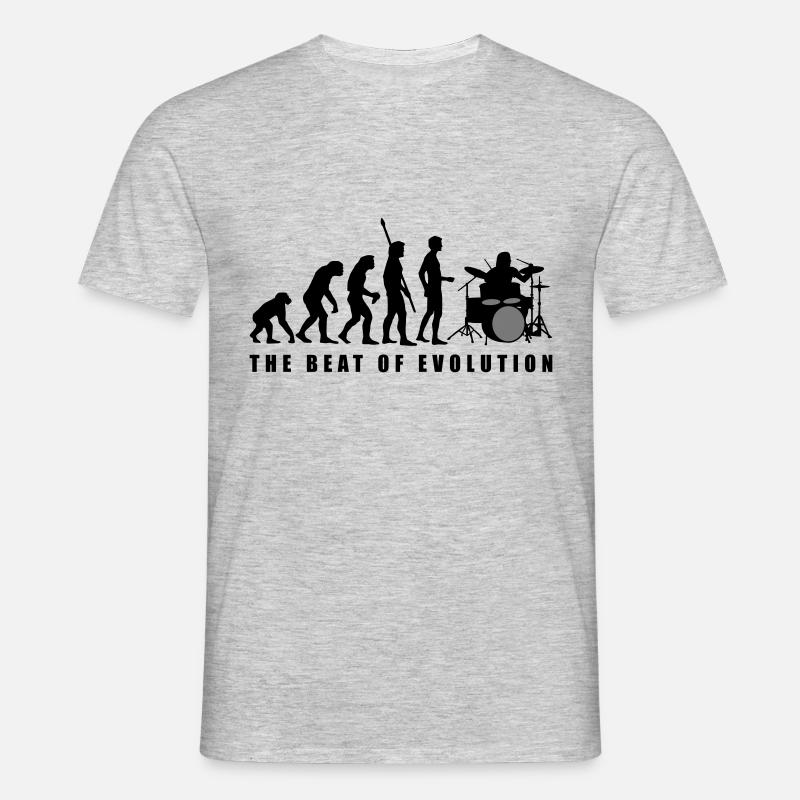 evolution_drummer_c_2c - Männer T-Shirt - Grau meliert