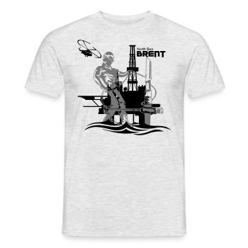 Oil Rig Brent Oil Field North Sea Aberdeen - Men's T-Shirt - heather grey - Front - AI Model Male 178 dark (178cm)