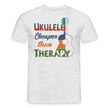 Ukulele! Cheaper than therapy - Männer T-Shirt - Grau meliert - Vorne - AI Model Male 178 dark (178cm)