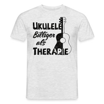 Ukulele! Billiger als Therapie - Männer T-Shirt - Grau meliert - Vorne - AI Model Male 178 dark (178cm)
