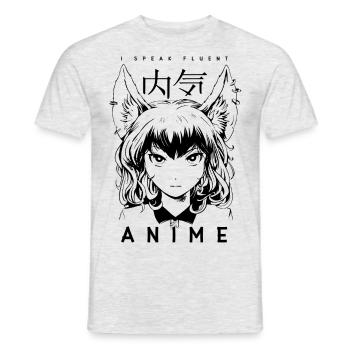 I Speak fluent Anime / Manga Otaku - Männer T-Shirt - Grau meliert - Vorne - AI Model Male 178 dark (178cm)