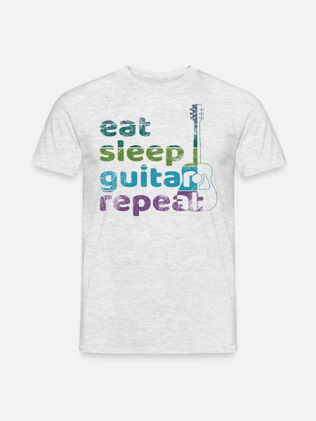 Eat Sleep Guitar Repeat - Männer T-Shirt - Grau meliert