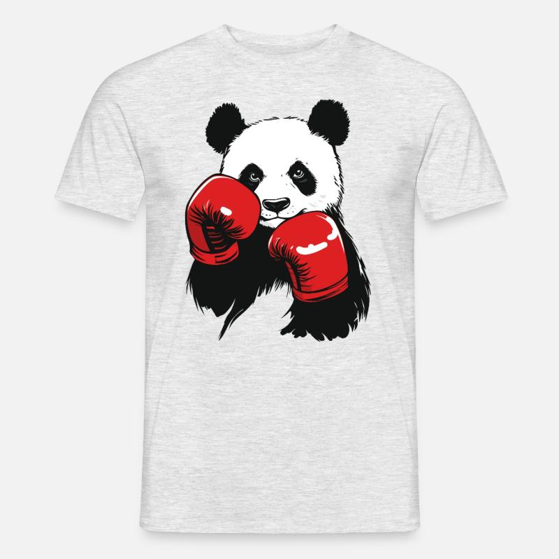 Boxen Panda rote Boxhandschuhe - Männer T-Shirt - Grau meliert