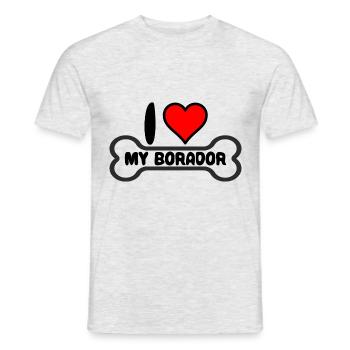 Borador Mix Hund Mom Mama I Love My Herz - Männer T-Shirt - Grau meliert - Vorne - AI Model Male 178 dark (178cm)