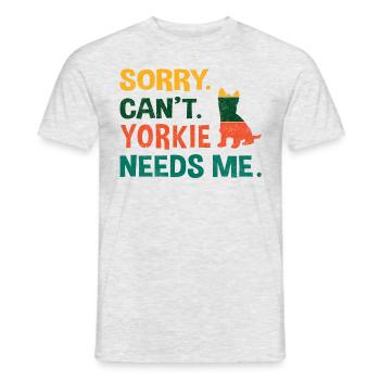 Pardon. Ne. Yorkie a besoin de moi. - T-shirt homme - gris chiné - Devant - AI Model Male 178 dark (178cm)