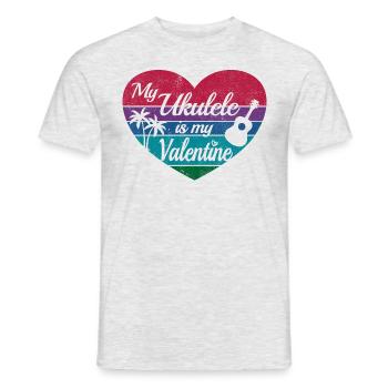 Mon ukulélé est ma Saint-Valentin - T-shirt homme - gris chiné - Devant - AI Model Male 178 dark (178cm)