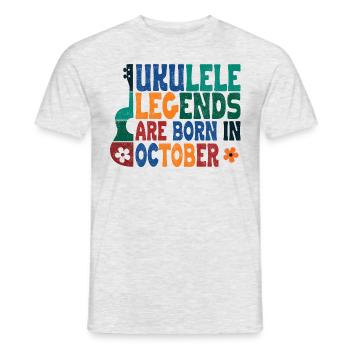 Ukulele Legends are born in October - Männer T-Shirt - Grau meliert - Vorne - AI Model Male 178 dark (178cm)