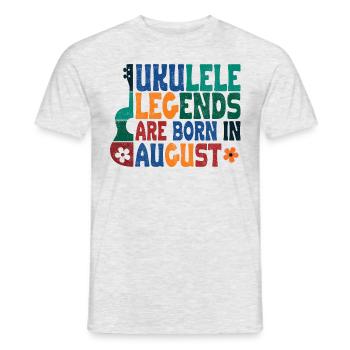 Ukulele Legends are born in August - Männer T-Shirt - Grau meliert - Vorne - AI Model Male 178 dark (178cm)
