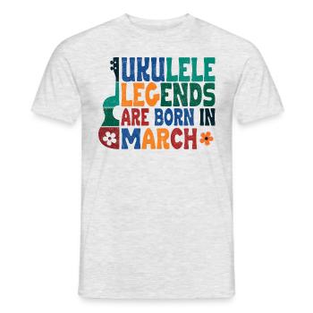 Ukulele Legends are born in March - Männer T-Shirt - Grau meliert - Vorne - AI Model Male 178 dark (178cm)