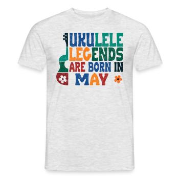 Ukulele Legends are born in May - Männer T-Shirt - Grau meliert - Vorne - AI Model Male 178 dark (178cm)