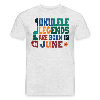 Ukulele Legends are born in June - Männer T-Shirt - Grau meliert - Vorne - AI Model Male 178 dark (178cm)