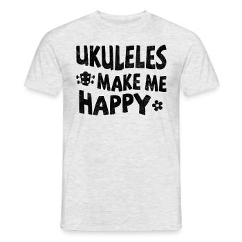 Ukuleles make me happy - Men's T-Shirt - heather grey - Front - AI Model Male 178 dark (178cm)