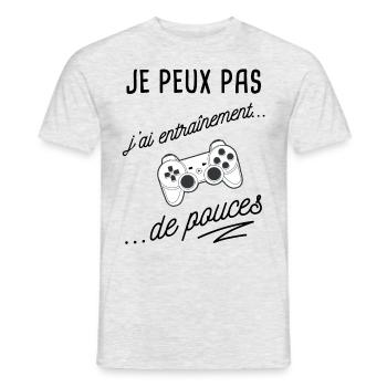 je peux pas j'ai console - T-shirt homme - gris chiné - Devant - AI Model Male 178 dark (178cm)