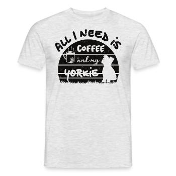 All I need is coffee and my Yorkie - schwarz - Männer T-Shirt - Grau meliert - Vorne - AI Model Male 178 dark (178cm)