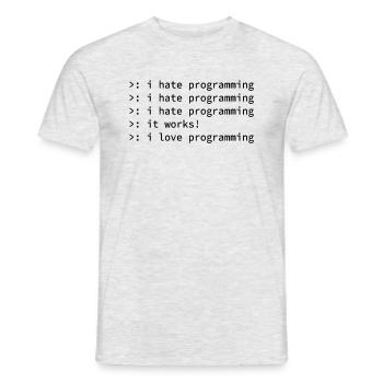 Programmierer Coden Hass Nerd Geek lustig Geschenk - Männer T-Shirt - Grau meliert - Vorne - AI Model Male 178 dark (178cm)