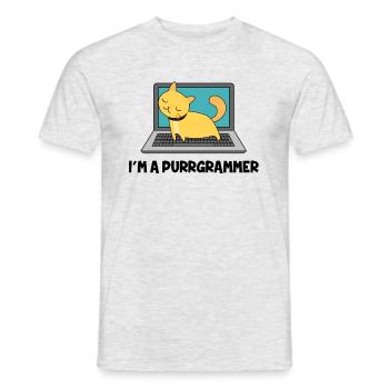 Katze Programmierer Fell Computer Nerd Geschenk - Männer T-Shirt - Grau meliert - Vorne - AI Model Male 178 dark (178cm)