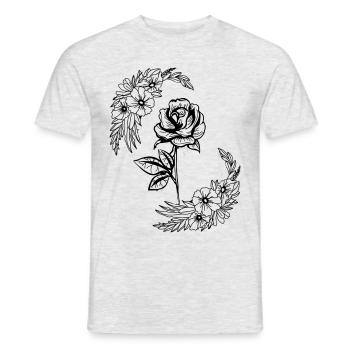 Rose, Flowers - Men's T-Shirt - heather grey - Front - AI Model Male 178 dark (178cm)