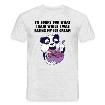Hungry panda bear with a bowl of ice cream - Men's T-Shirt - heather grey - Front - AI Model Male 178 dark (178cm)
