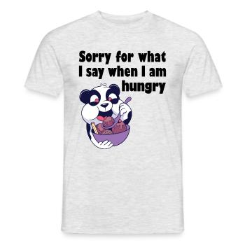 Hungriger Pandabär mit Schüssel Eis - Männer T-Shirt - Grau meliert - Vorne - AI Model Male 178 dark (178cm)