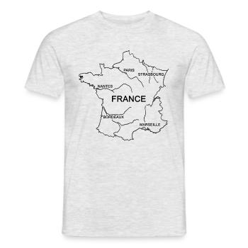Carte France - T-shirt homme - gris chiné - Devant - AI Model Male 178 dark (178cm)