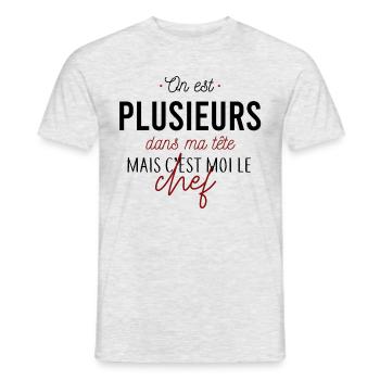 C'est moi le chef - T-shirt homme - gris chiné - Devant - AI Model Male 178 dark (178cm)