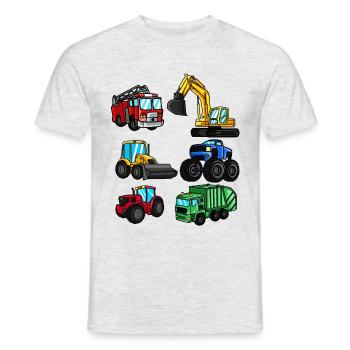Cadeau d'enfants de véhicules de tracteur de camion de pompiers d'excavatrice - T-shirt homme - gris chiné - Devant - AI Model Male 178 dark (178cm)