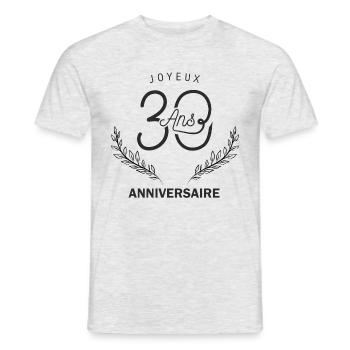 30 ans Joyeux Anniversaire - T-shirt homme - gris chiné - Devant - AI Model Male 178 dark (178cm)