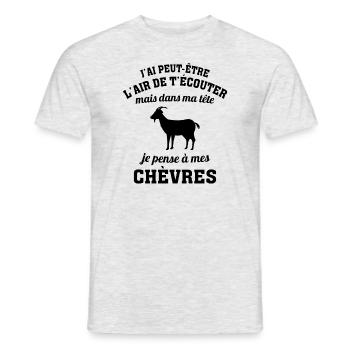dans ma tête je pense à mes chèvres - T-shirt homme - gris chiné - Devant - AI Model Male 178 dark (178cm)