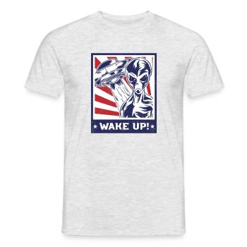 Wake Up Ufo Alien Extraterrestrial Life Roswell - Men's T-Shirt - heather grey - Front - AI Model Male 178 dark (178cm)