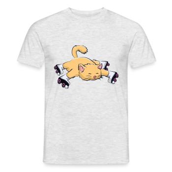 Cat with roller skates - Men's T-Shirt - heather grey - Front - AI Model Male 178 dark (178cm)