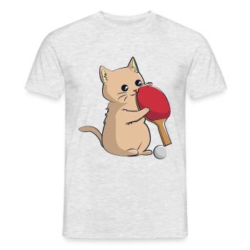 Cat plays table tennis - Men's T-Shirt - heather grey - Front - AI Model Male 178 dark (178cm)