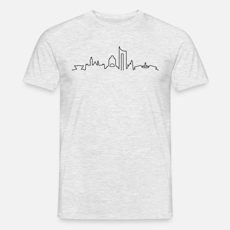 Skyline - Leipzig - Männer T-Shirt - Grau meliert