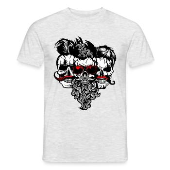 tete de mort Schädel bärtigen hipster Schnurrbart Bart s - Männer T-Shirt - Grau meliert - Vorne - AI Model Male 178 dark (178cm)