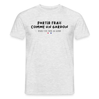 Saumon - Poisson - Fête - Humour - Cadeau - T-shirt homme - gris chiné - Devant - AI Model Male 178 dark (178cm)