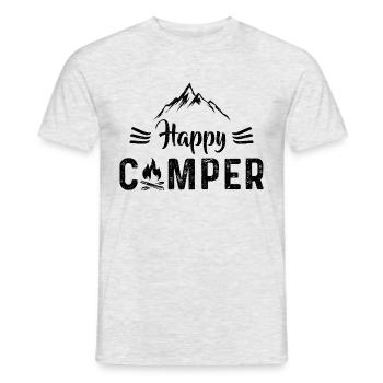 Happy Camper - Camping Shirt cadeau Vintage - T-shirt homme - gris chiné - Devant - AI Model Male 178 dark (178cm)