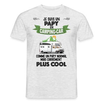 Papy plus cool en camping car - T-shirt homme - gris chiné - Devant - AI Model Male 178 dark (178cm)