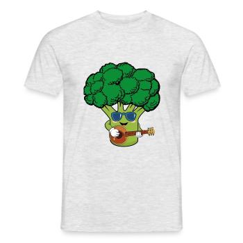 Brocoli aux légumes drôle avec des lunettes de soleil guitare - T-shirt homme - gris chiné - Devant - AI Model Male 178 dark (178cm)