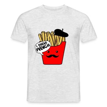 i speak French Fries - Men's T-Shirt - heather grey - Front - AI Model Male 178 dark (178cm)
