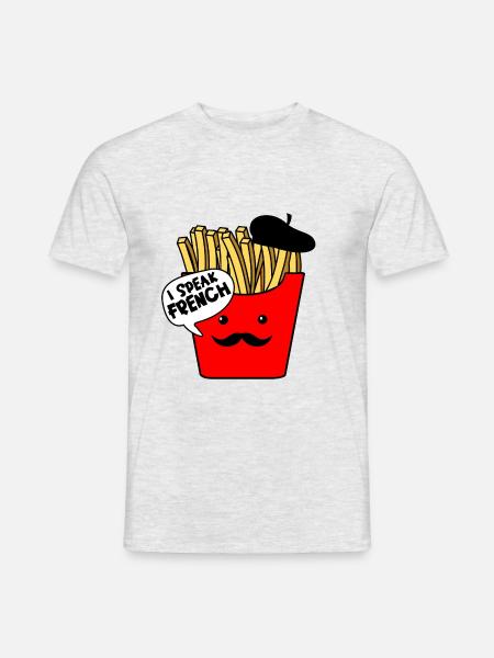 Je parle Français Frites - T-shirt homme - gris chiné