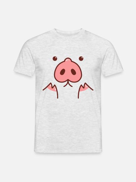 Schwein Gesicht süßes Ferkel mit Schweinenase - Männer T-Shirt - Grau meliert