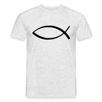 Jesus Fisch - Männer T-Shirt - Grau meliert - Vorne - AI Model Male 178 dark (178cm)