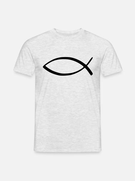 Jesus Fisch - Männer T-Shirt - Grau meliert