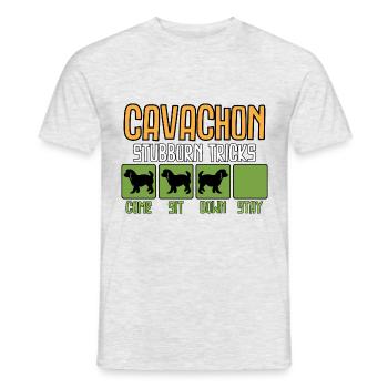 Cavachon Hund Tricks Spruch Sprüche Lustig - Männer T-Shirt - Grau meliert - Vorne - AI Model Male 178 dark (178cm)