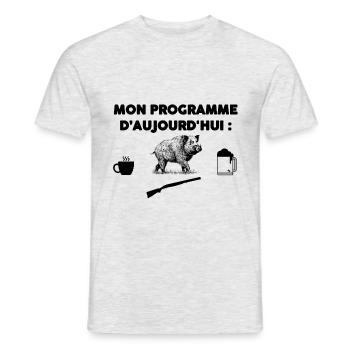 Mon programme chasse sanglier - T-shirt homme - gris chiné - Devant - AI Model Male 178 dark (178cm)