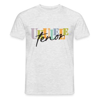 Tenor Ukulele bunt und schwarz - Männer T-Shirt - Grau meliert - Vorne - AI Model Male 178 dark (178cm)